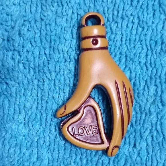Unique Hand-Shaped Pendant with Heart - Picture 3 of 3